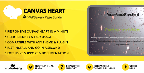 Elegant Mega Addons Animated Canvas Hearts Module for WPBakery Page Builder