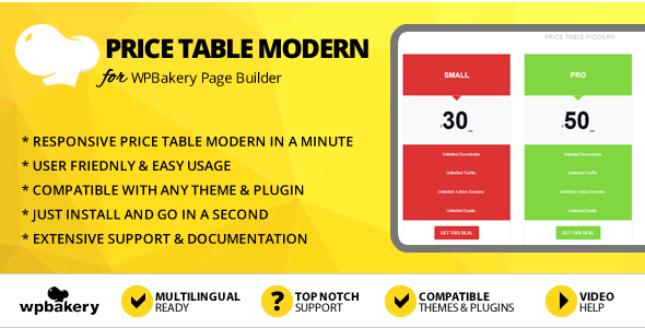 Elegant Mega Addons Price Table Modern for WPBakery Page Builder