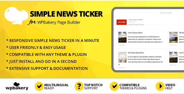Elegant Mega Addons Simple News Ticker for WPBakery Page Builder