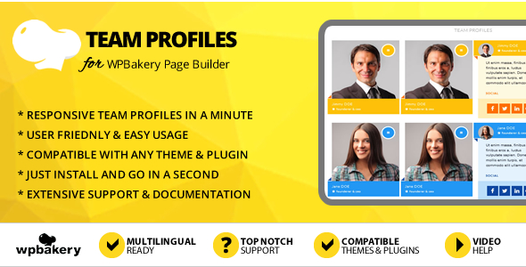 Elegant Mega Addons Team Profiles for WPBakery Page Builder