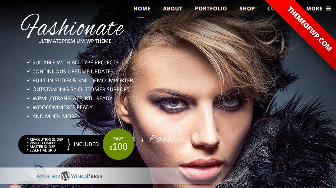 Fashionate - Minimal Business, Photography, Portfolio WordPress Theme