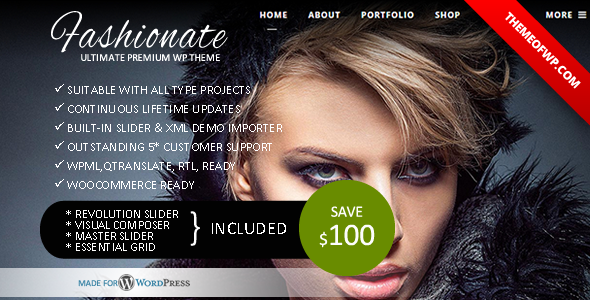 Fashionate – Minimal Business, Portfolio, Photography WordPress Theme