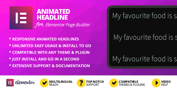Animated Headlines Addon for Elementor Page Builder