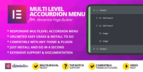 Multi Level Accordion Menu Addon for Elementor Page Builder