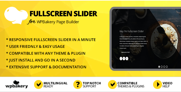 Elegant Mega Addons Fullscreen Slider Module for WPBakery Page Builder