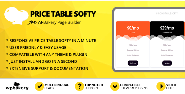 Elegant Mega Addons Price Table Softy for WPBakery Page Builder